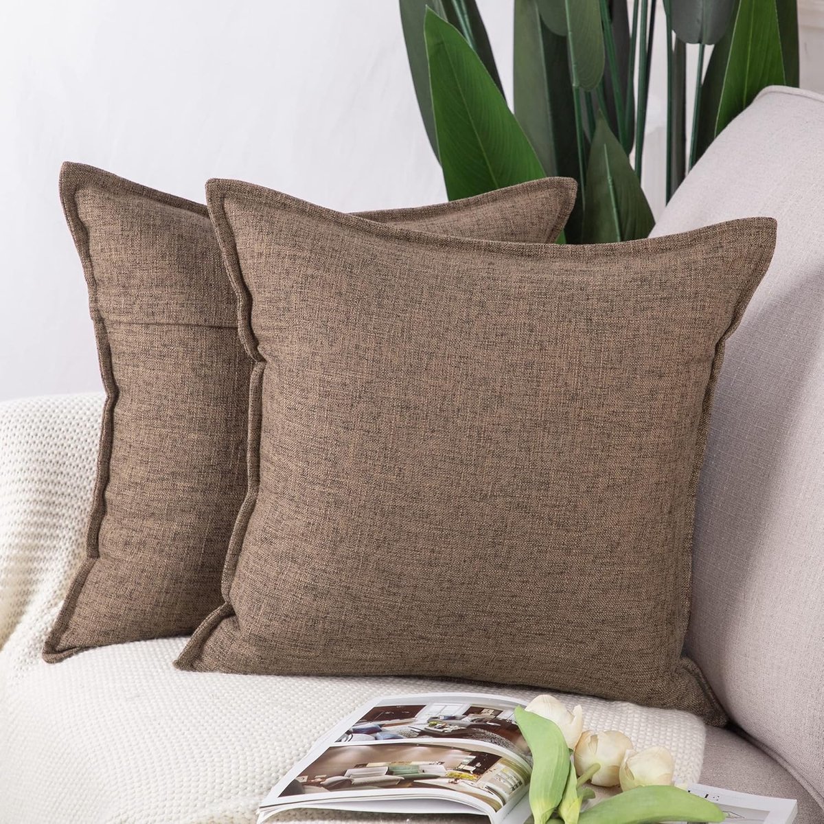Kussenslopen Zachte Decoratieve Kussenhoes voor Sofa Slaapkamer Kussensloop 40x40 cm Donkerbruin