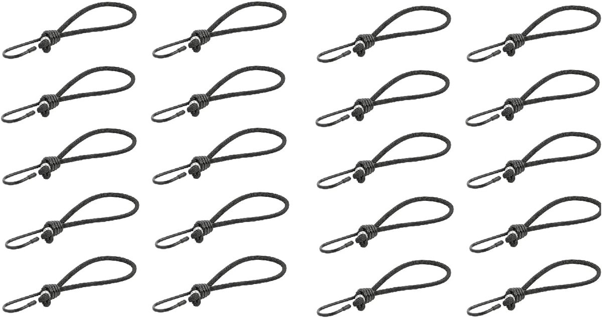 10-20 stuks spanrubbers met haken, 17 cm zeilspanners met haaklus, extra sterke rubberen touwen, expanderhaken, spanbanden, rubberen spanners voor dekzeilen, tenten, wit, zwart (20 stuks, zwart)
