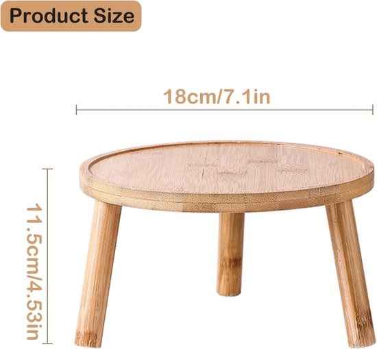 plantenkruk, houten kruk voor bloemen, potplantenstandaard hout, bloempot basishouder, rond, bloemenbank voor binnen, vensterbank, bloemenkruk, decoratie voor binnen, buiten (18 x 11,5 — afbeelding 2