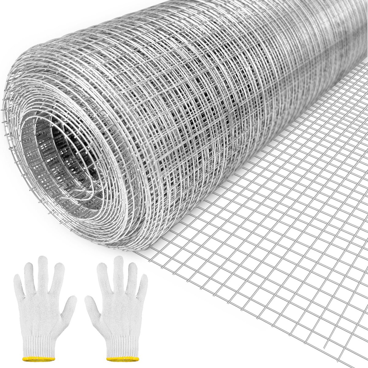 Draadgaas fijnmazig, 40 cm x 5 m woelmuisgaas voor hoogbed, gaasdraad rol verzinkt, maaswijdte 6 mm, draadgaas als konijnengaas, volièregaas, kanijnengaas, kippengaas, hazengaas