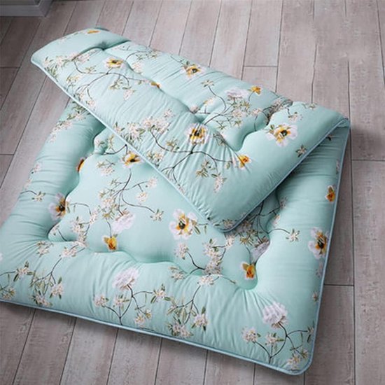 Japanse Futon Matras - Vloermatras Opvouwbaar - Comfortabel Slapen - Gelijkmatige Vulling - 100x200cm - Bloemenprint — afbeelding 3