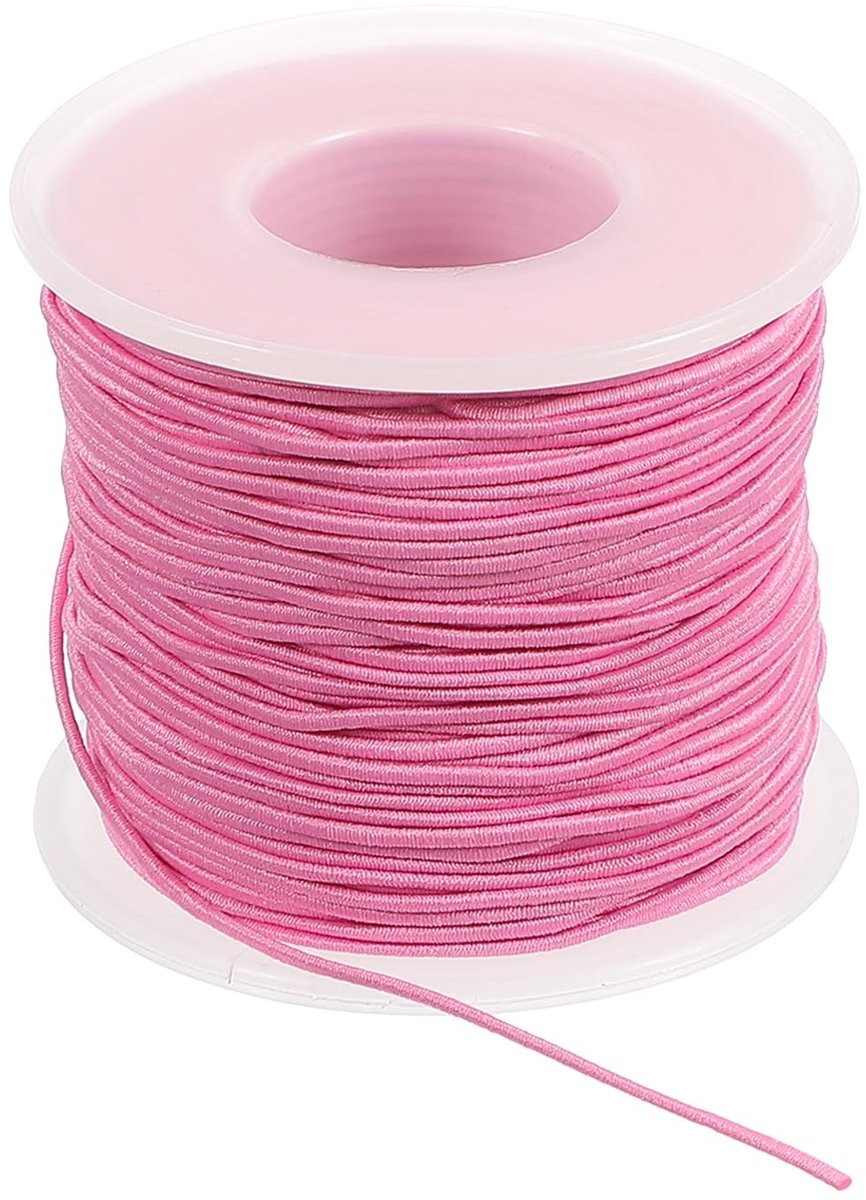 Elastisch koord voor armband 164 ft/50 meter lengte 0,8 mm dia, 1 rol stevig rekbaar koord voor sieraden maken, ketting, kralen, knutselen, DIY, roze