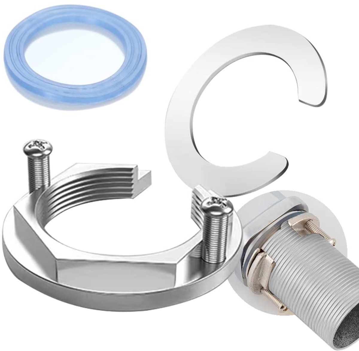 Bevestigingskranen, Kit Bevestigingskranen Accessoires Kranen Installatiegereedschap voor kranen, Pas perfect aan bij en wastafels (Zilver)
