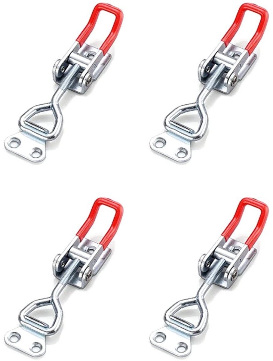 4X Verstelbare Metalen Toggle Catch Klink met Rubber Handvat, Toggle Latch Heften, Toggle Clamp Latch, Toggle Type Vangsten voor Toolbox, Metalen Case, Houten Doos