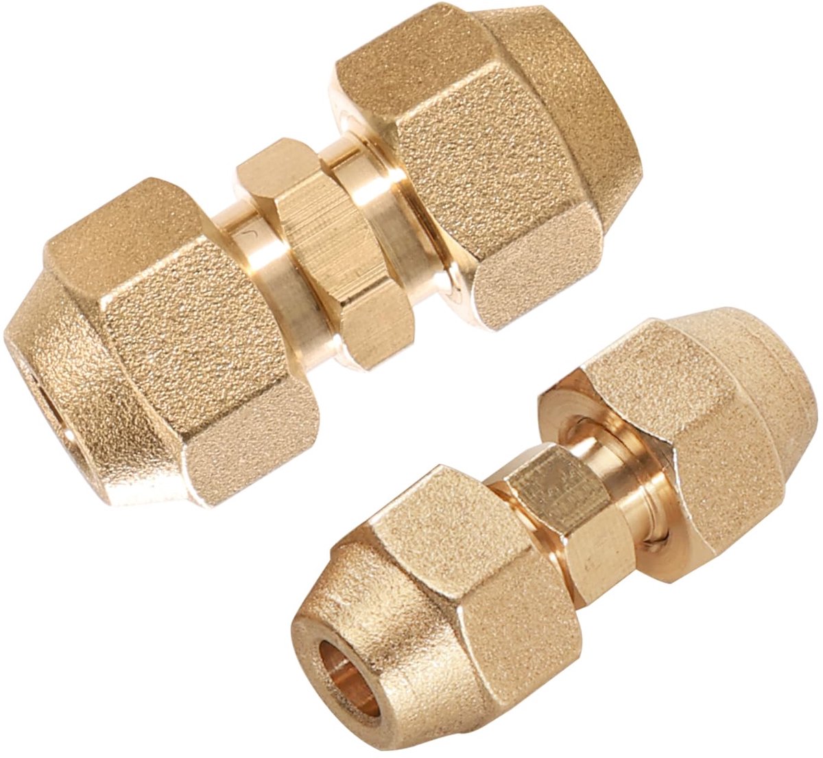 2 stuks verbindingsnippel (1/4 inch + 3/8 inch), dubbele nippel voor koperen buizen, messing koperen buisverlenging voor sanitair, centrale verwarming, warm- en koudwatervoorziening en