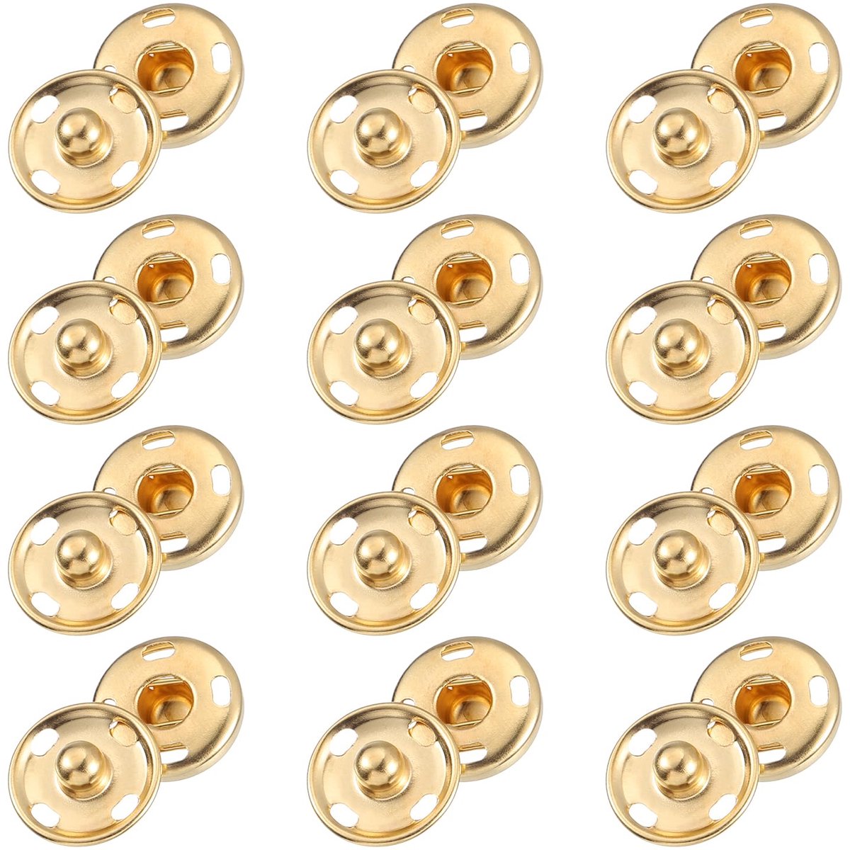 50 sets drukknopen om te naaien, 9 mm, metalen drukknopen voor kleding, doe-het-zelf, goud