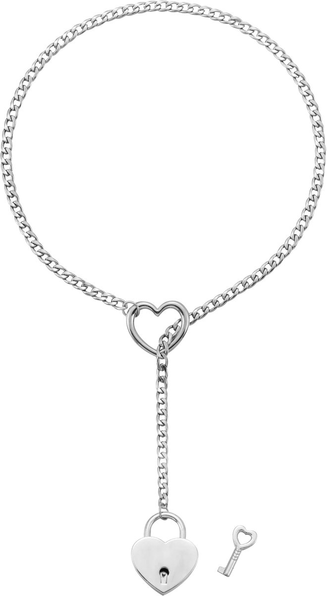 Y-halsketting voor dames, glissement-halsketting, punk, gothic, Cubaanse hartketting, rond, slot, zilver/goud/zwart, Y-halsketting, 66 - 86 cm