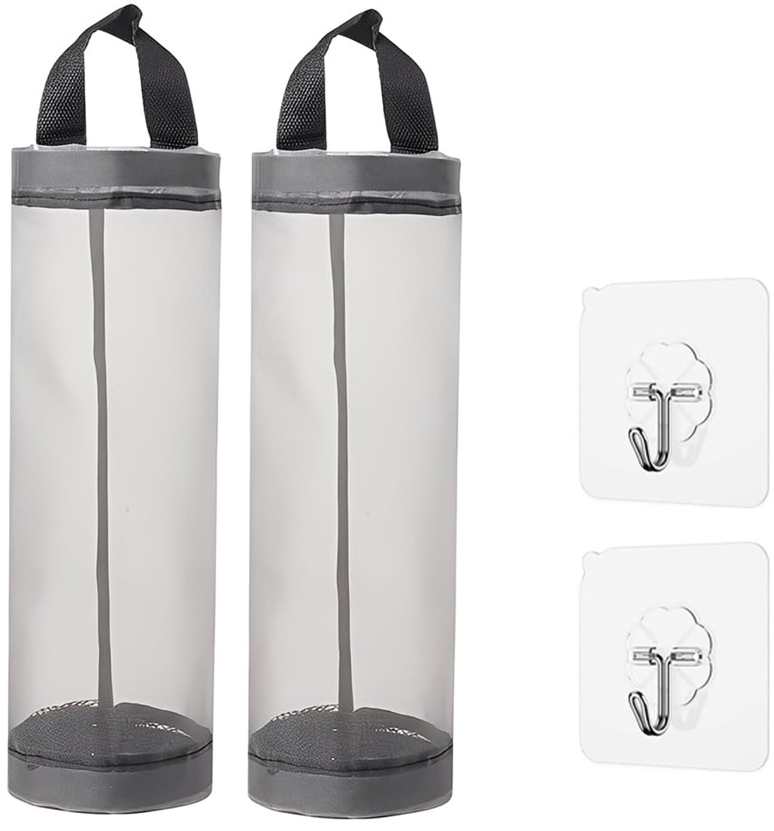 2 stuks afvalzakhouders van kunststof, hangende afvalzakhouder voor hangende voorwerpen, multifunctionele vuilniszakken voor keuken, badkamer, slaapkamer, grote capaciteit met 2 haken (wit)