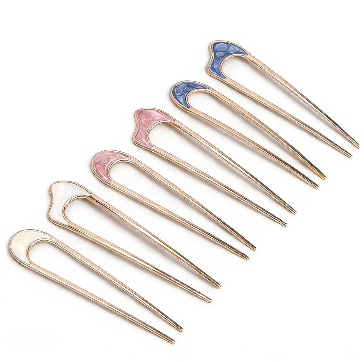 6 stuks U-vormige haarspelden, metalen Franse haarspelden, French Twist haarspeld, geschikt voor vrouwen en meisjes, geschikt voor dagelijkse rituelen, afstudeerfeesten en speciale gelegenheden (blauw
