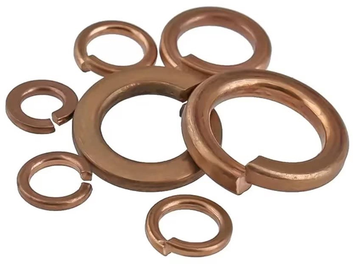 Veerringen, veerringen, messing, sluitringen, sluitringen, sluitringen, M4 (50 stuks)