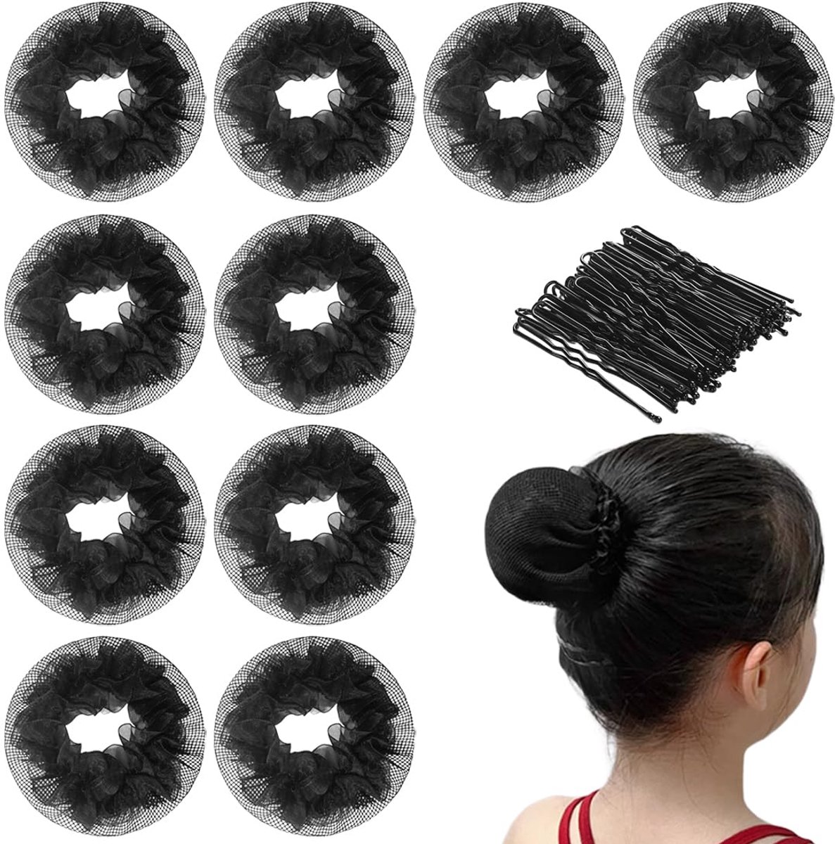 Haarnetjes, danshaarnetjes, onzichtbare haarnetjes, stretch haarnetjes, haarnetjes voor ballet, dans, verpleegster enz
