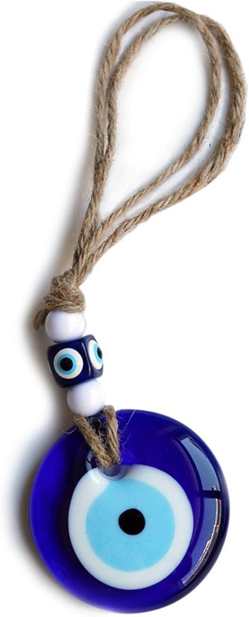 Blauw Oog Wandamulet, Boze Oog Autodecoratie, Woondecoratie Met Glazen Kralen, Ideaal als Cadeau-idee voor Thuis (5 cm)