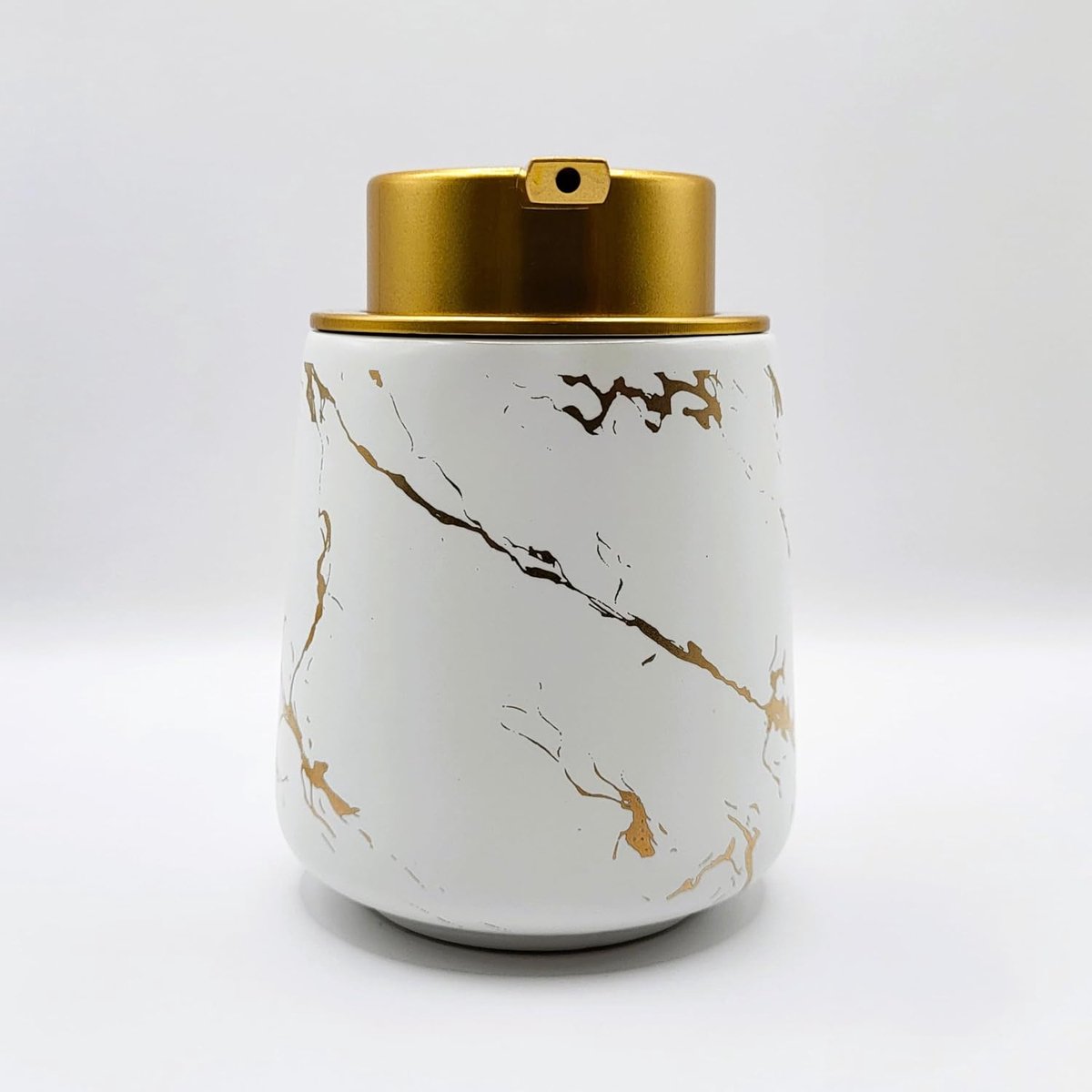 keramische vloeibare zeepdispenser met kunststof jumper, navulbare zeepdispenser voor badkamer en keuken, 400 ml (wit marmer)