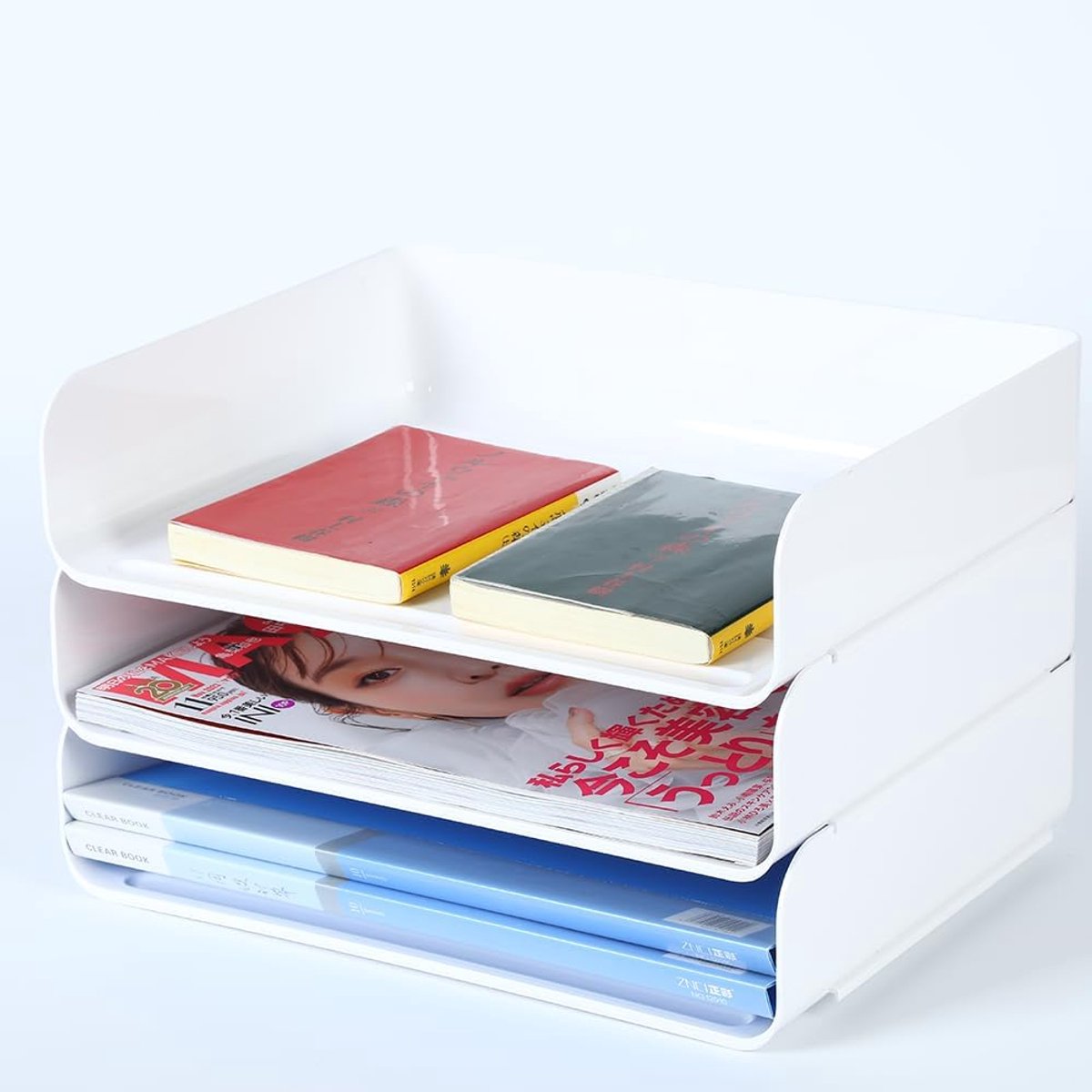 A4-archiefbakjes met 3 niveaus, bureau bestandsrek, opgeruimd dossier, document, briefpapier, organizer (3 lagen, wit)
