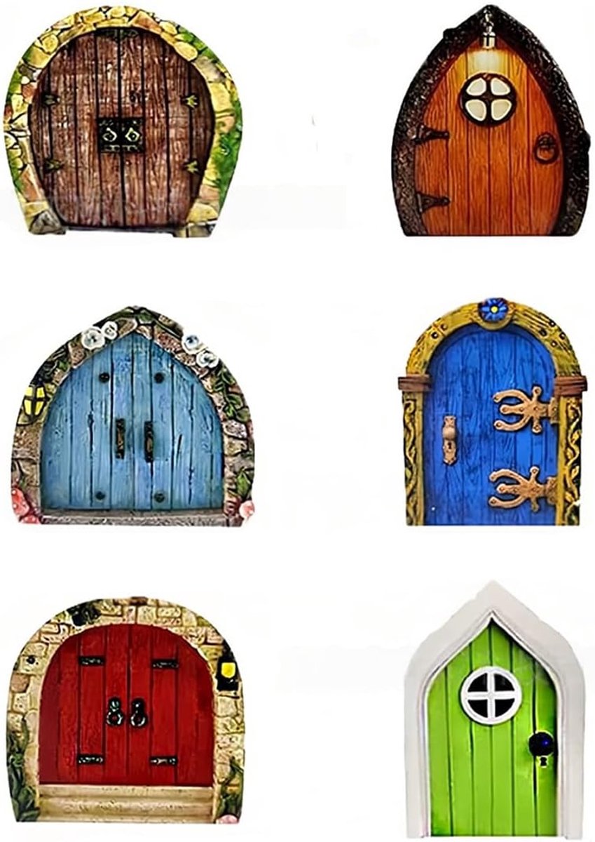 6 mini elfenhouders voor Dolletto, 3D elfendeur, tuindeuren, feeënhuis, poppenhuis, decoratie voor feeënbomen, buiten, feeëntuin