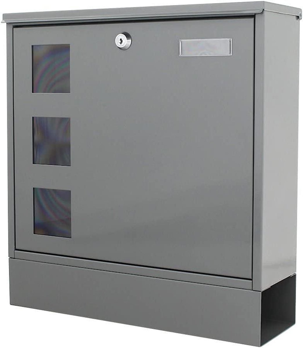 Brievenbus - Wandmodel - Post Ontvangen - Met Krantrol - 300x30mm Inworp - Grijs