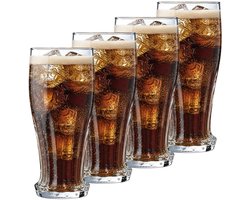 Coca Cola Glazen Crown Cap - Longdrinkglazen voor frisdrank - Ideaal voor cocktails en water - Vaatwasserbestendig - Hoogwaardig glas - 155 x 70 mm - Glaswerk - Drankglazen - Set van 4 stuks