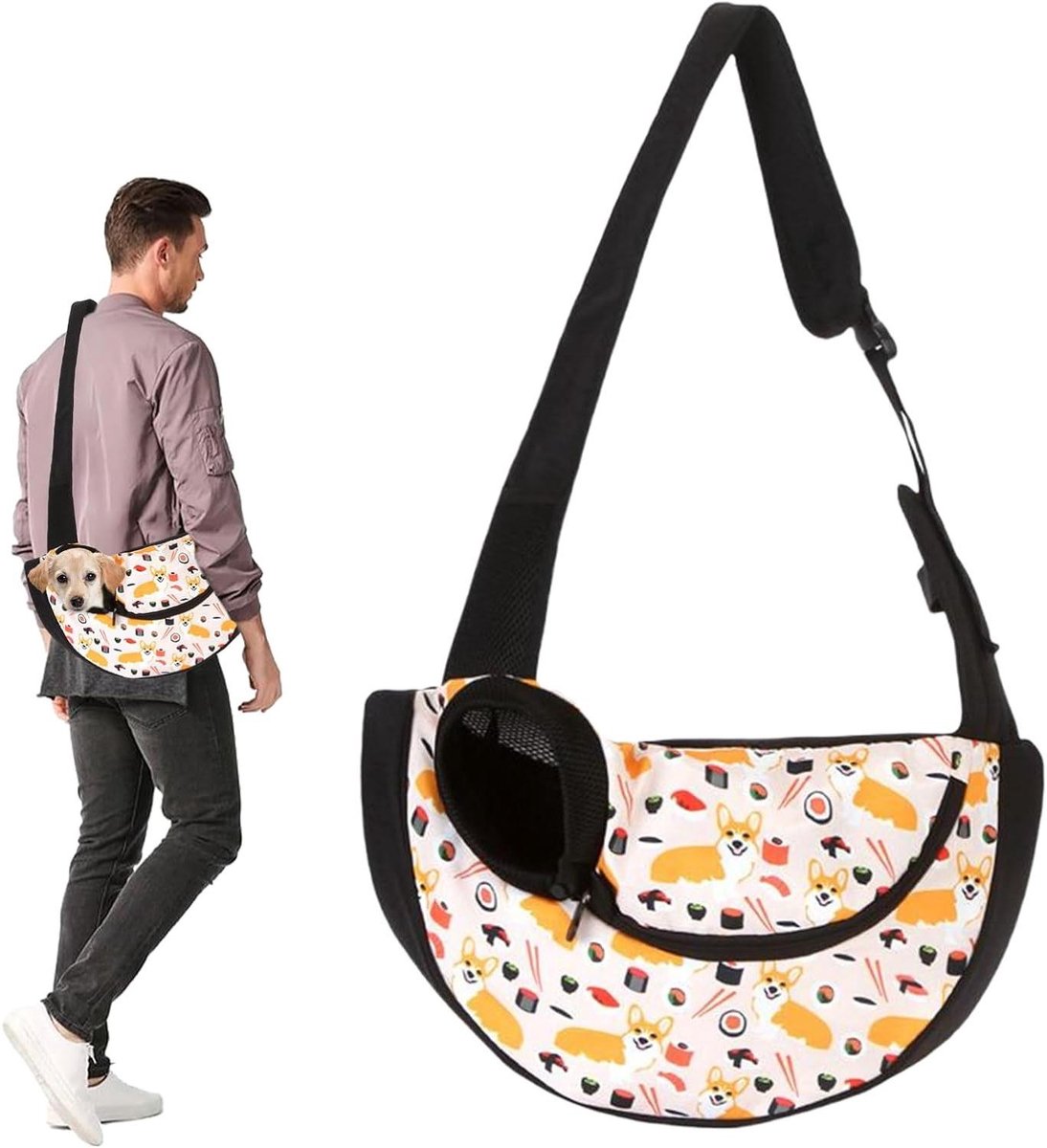 Draagzak Katten - Handenvrije Tas - Reizen met Huisdier - Verbeterde Veiligheid - 37.4L x 19.6B cm - Beigegeel