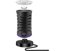 Elektrische melkopschuimer - 4-in-1 - Melkklopper - BPA- & PFAS-Vrij - 600 ML - Handige melkschuimer voor onderweg - Ideaal voor op de camping - Zwart
