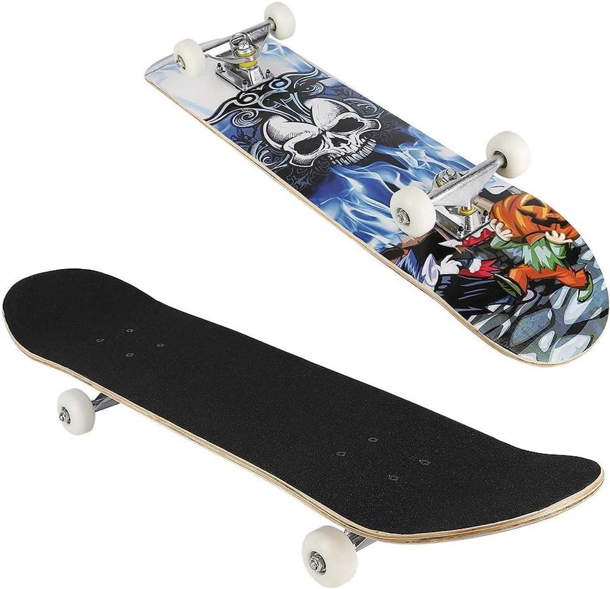 Compleet Skateboard Cruiser board Outdoor cruisen 7-laags esdoorn dek 79×20 cm Schedel design