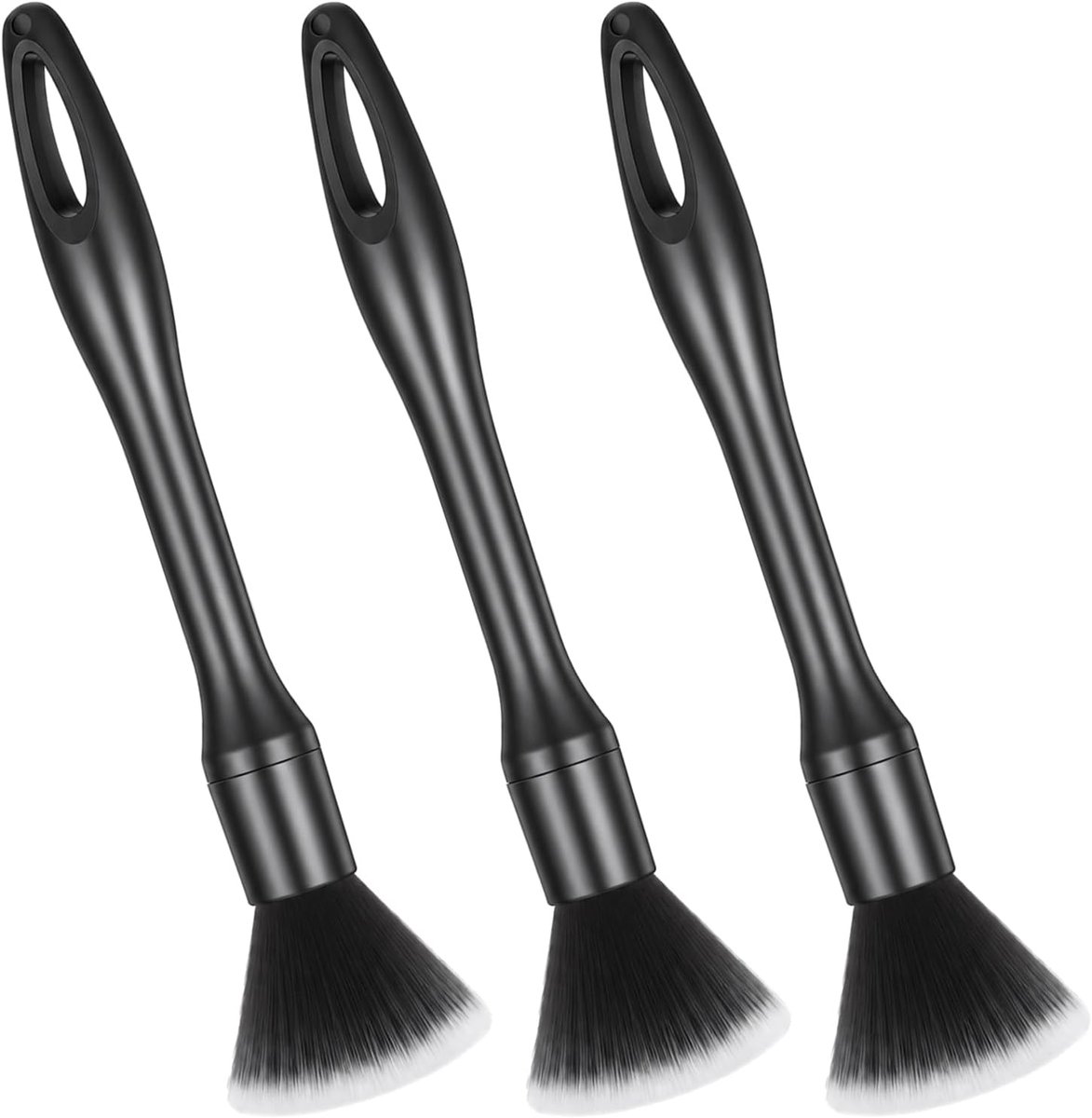 penselen, 3 stuks, 22,5 cm, zwart, auto-reinigingsborstel, interieur, nat en droog gebruik, detailborstel, stofborstel voor auto-interieur, meubels, toetsenborden