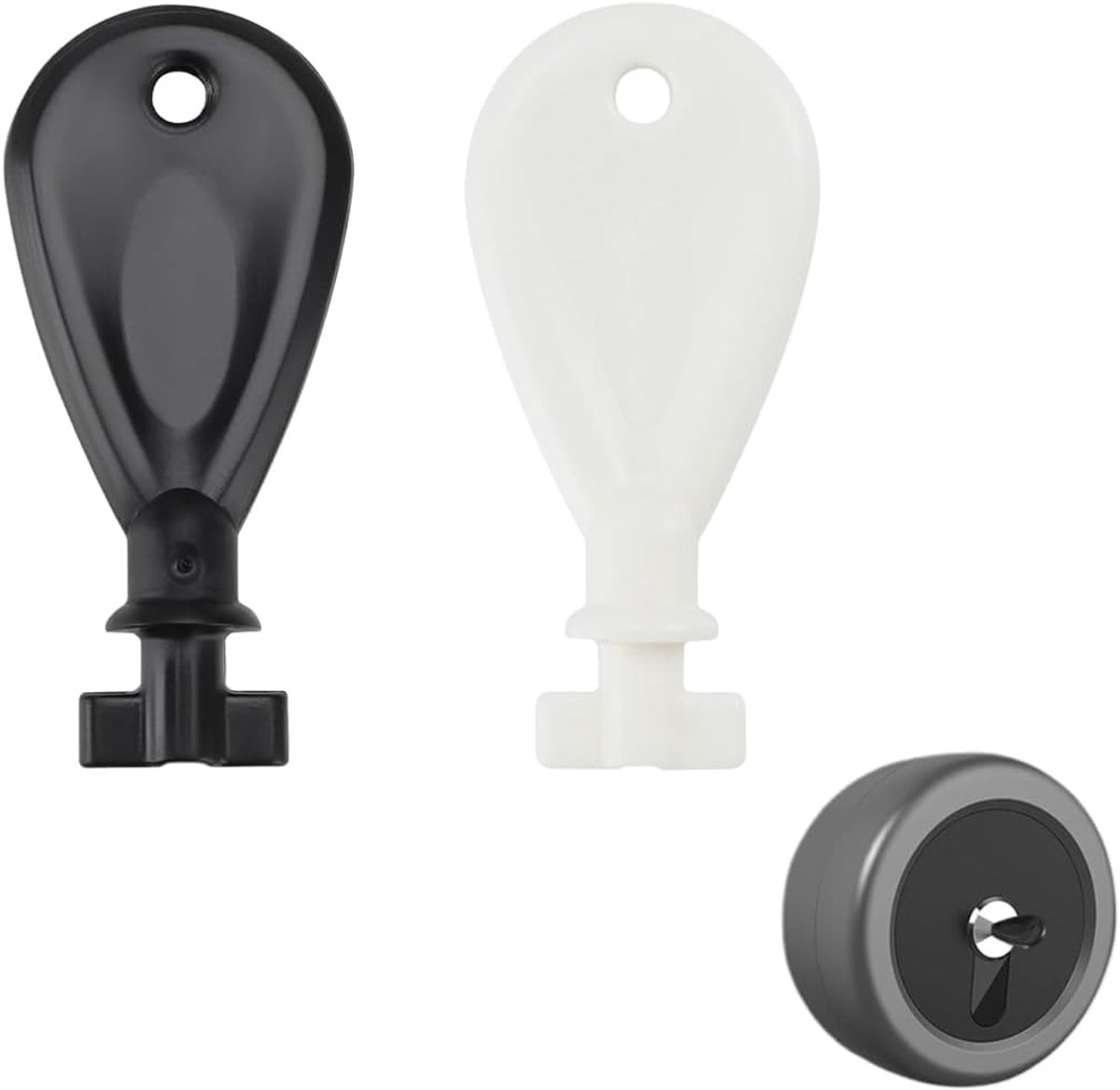 2 x universele toiletpapierdispenser, reservesleutel voor toiletpapierprofessionals (wit en zwart)