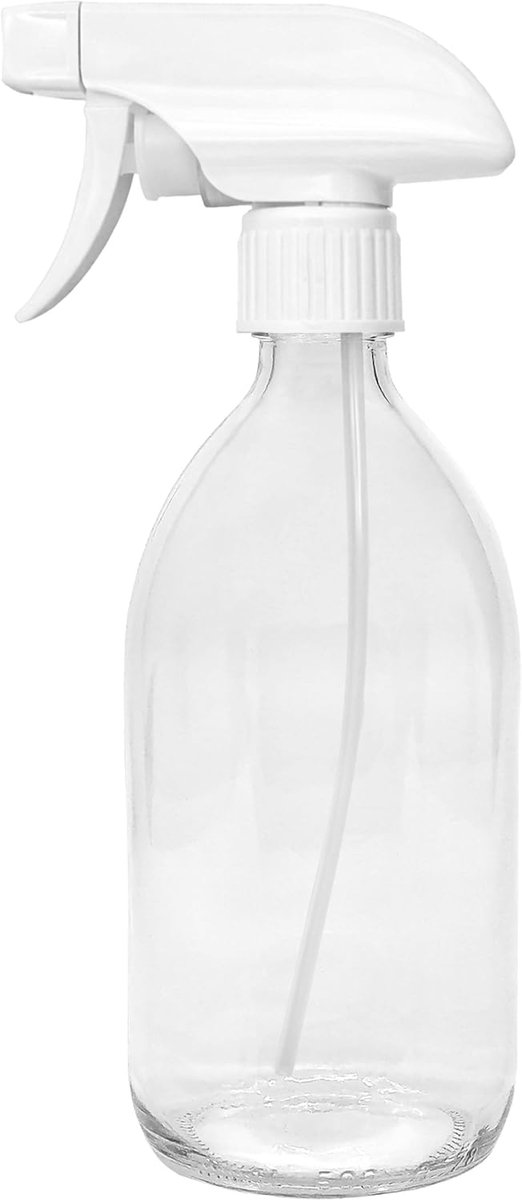 Glazen spuitfles (Afzonderlijk) | Verstuiver met verstelbare sproeikop | Navulbare sprayfles | Klein & handig | Perfect voor schoonmaakproducten, oliën & planten | Huishouden & Tuin ()
