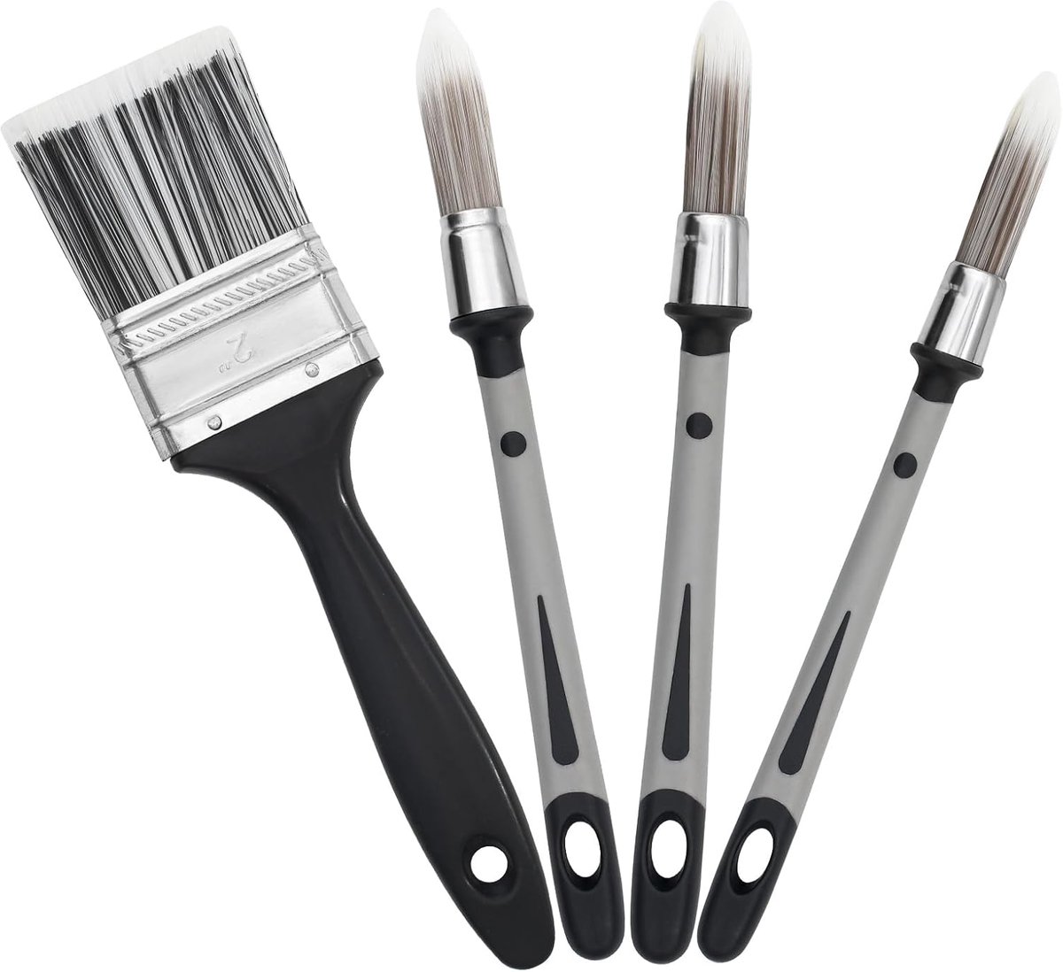 Set van 4 schilderpenselen 0,45/0,6/0,75/2 inch - Kleine professionele schilderkwasten - Hoogwaardige verfkwasten voor muren, houten ramen, deurkozijnen, schilderen