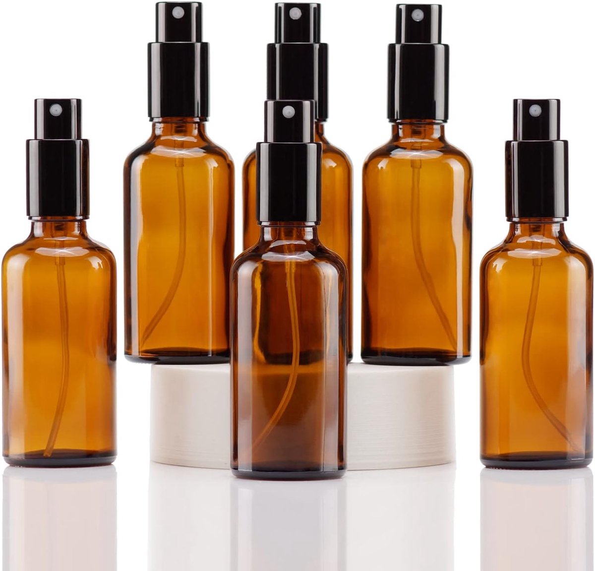 Amber Glass Spray Bottle 50ml, met Kleine Fijne Nevelspray, Metalen