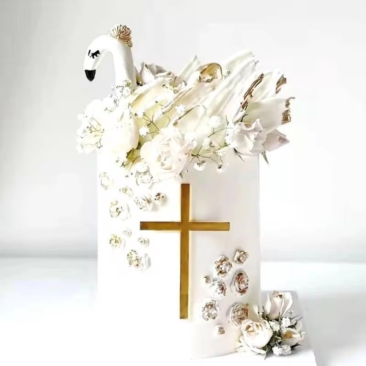 Cake-toppers met gouden kruis, 10 stuks, taartdecoraties, doop, kruis, taartdecoratie, communie van acryl, taartdecoratie, communie, 15 x 10 cm, voor bruiloft, verjaardag, doop