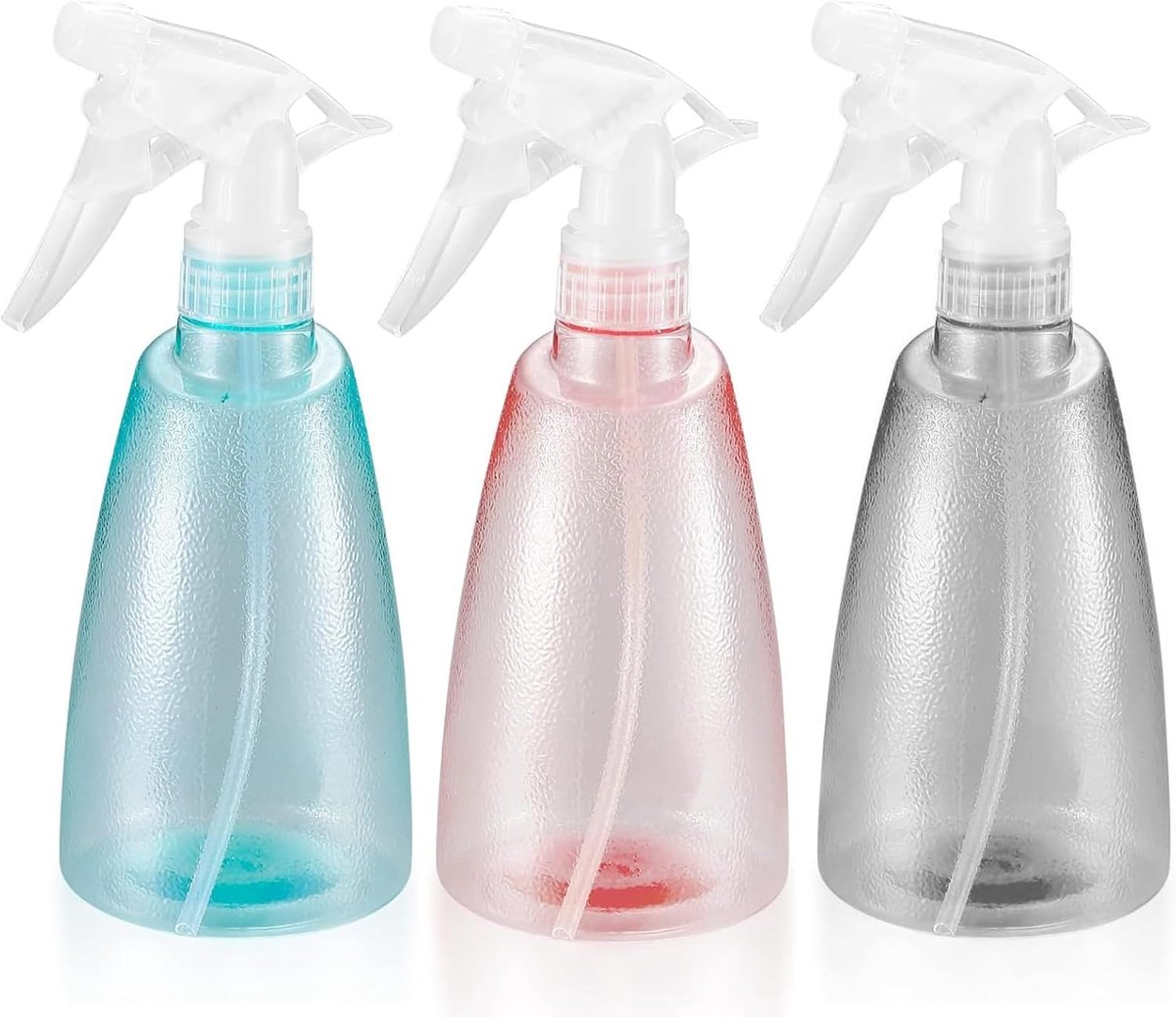 3-pack spuitflessen 500 ml, plastic verstuiverspuitflessen, navulbare triggerspuitflessen voor nevel, handverstuiver voor planten, bloemen, tuin, kappers, autoverzorging (roze, blauw, zwart)