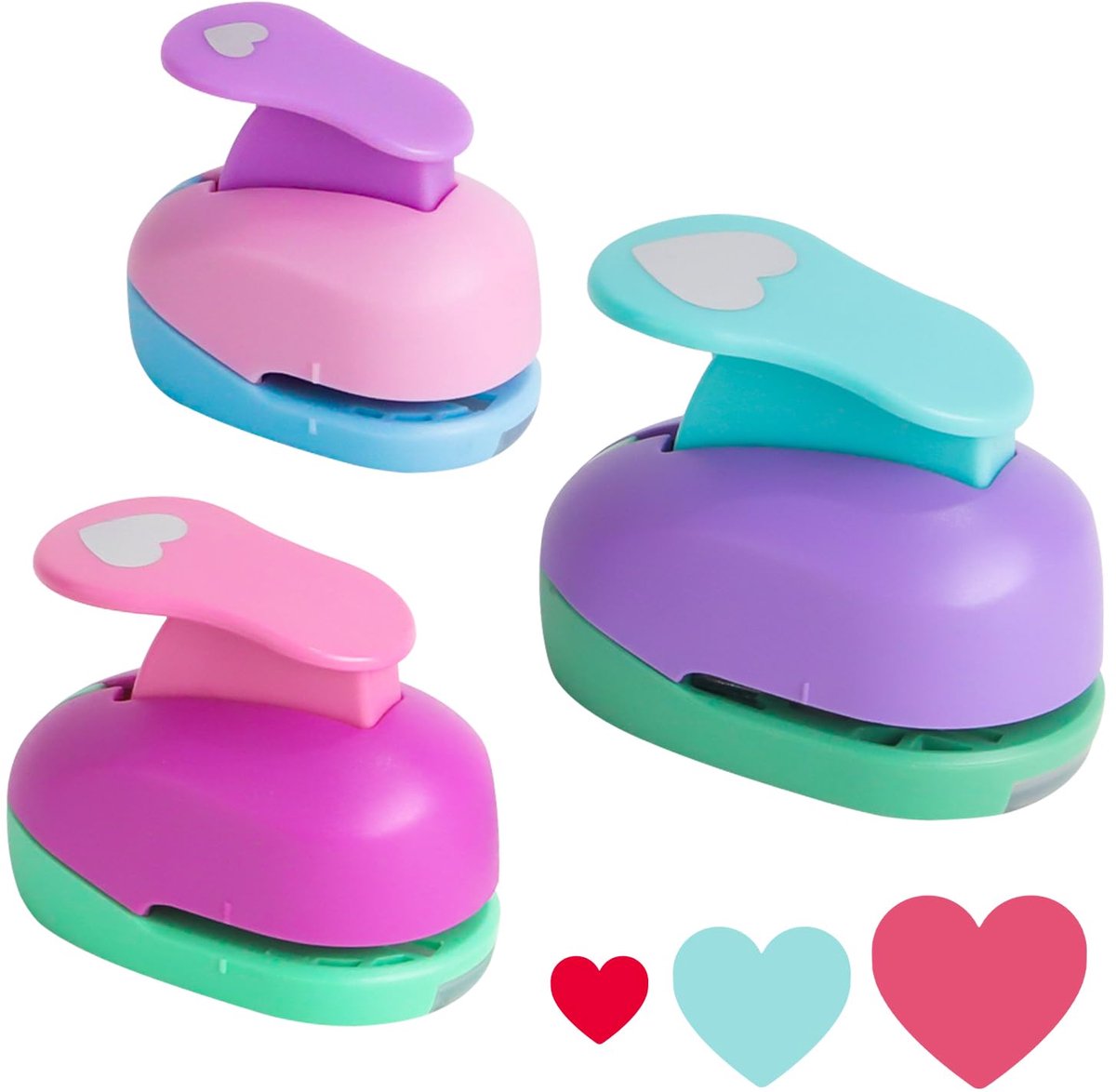 Stanzer Hart 3 stuks motiefponsen hart motiefperforator papierstans set gestanst motief voor knutselen, scrapbooking
