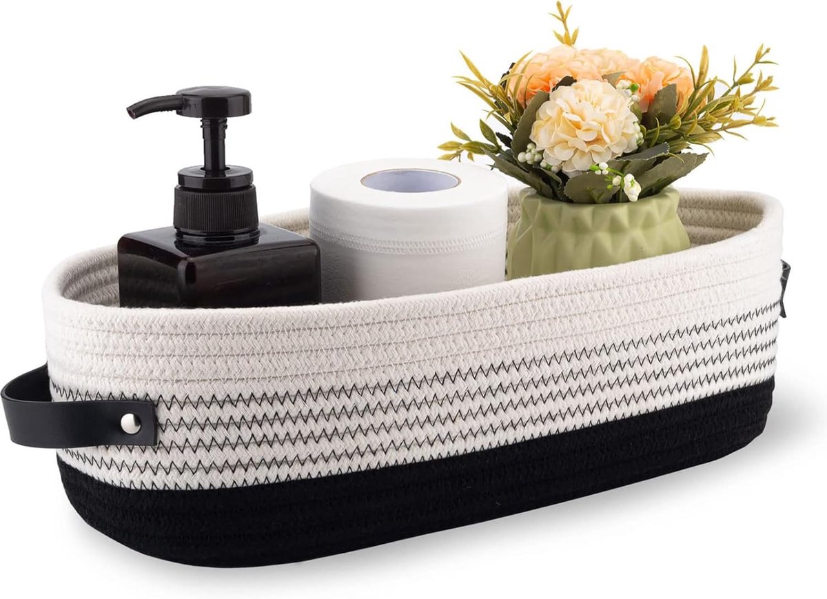 Toilettenmandje Badkamer Decor Korven Toiletpapierhanger Korven Landhuis Huis Decor Organiseren Kleine Korven Zwart 33 x 15 x 10 cm
