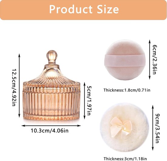 poederdoosjes, poederdoosjes voor het lichaam, talkdoos voor baby's, met poederkwast, voor baby's, ideaal cadeau voor vrouwen (barnsteen) — afbeelding 2