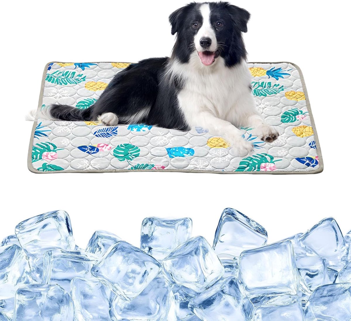 Koelmat voor honden en katten, zelfkoelende hondenmat, koeldeken voor honden en katten, zelfkoelende mat voor huisdieren, zomerkoelkussen voor buiten, auto, binnen (grijs 2, 100 x 70 cm)