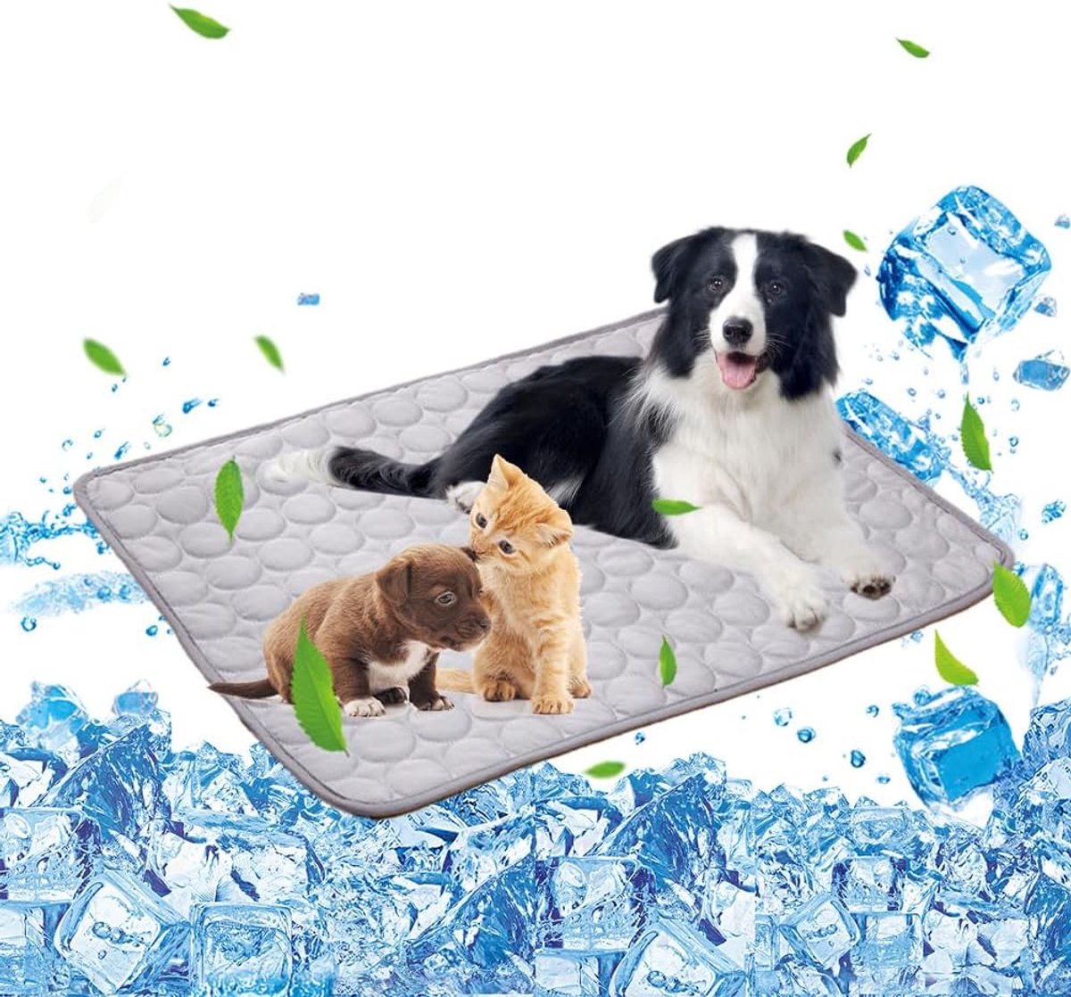 Koelmat voor honden, hondendeken, verkoelend, 100 x 70 cm, niet-giftig koudgelpad, wasbaar, zelfkoelende mat, voor honden en katten, huisdieren, ijsmat, koelkussen, voor binnen en buiten, kisten