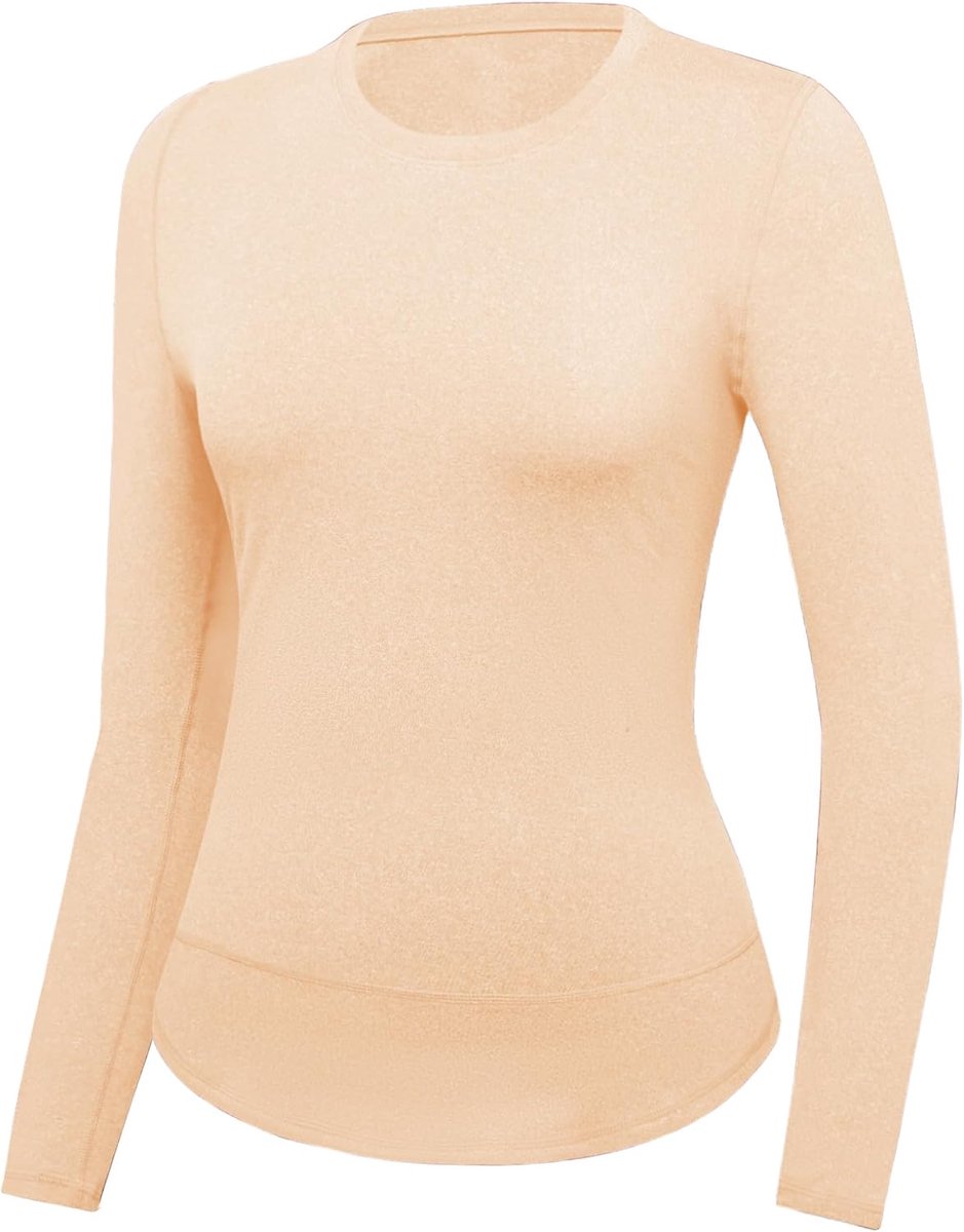 Thermische top voor dames, lange mouwen, basislaag met ronde hals, ondergoed, trainingsshirt voor hardlopen