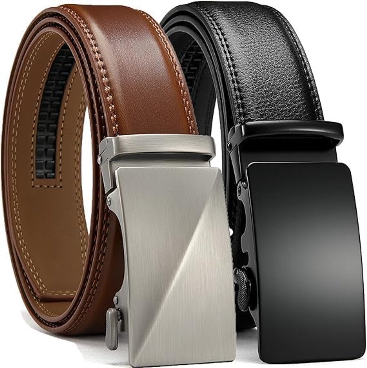 Riemen voor mannen, 2 stuks automatische ratel riem jurk verstelbaar 1 3/8 inch in geschenkset