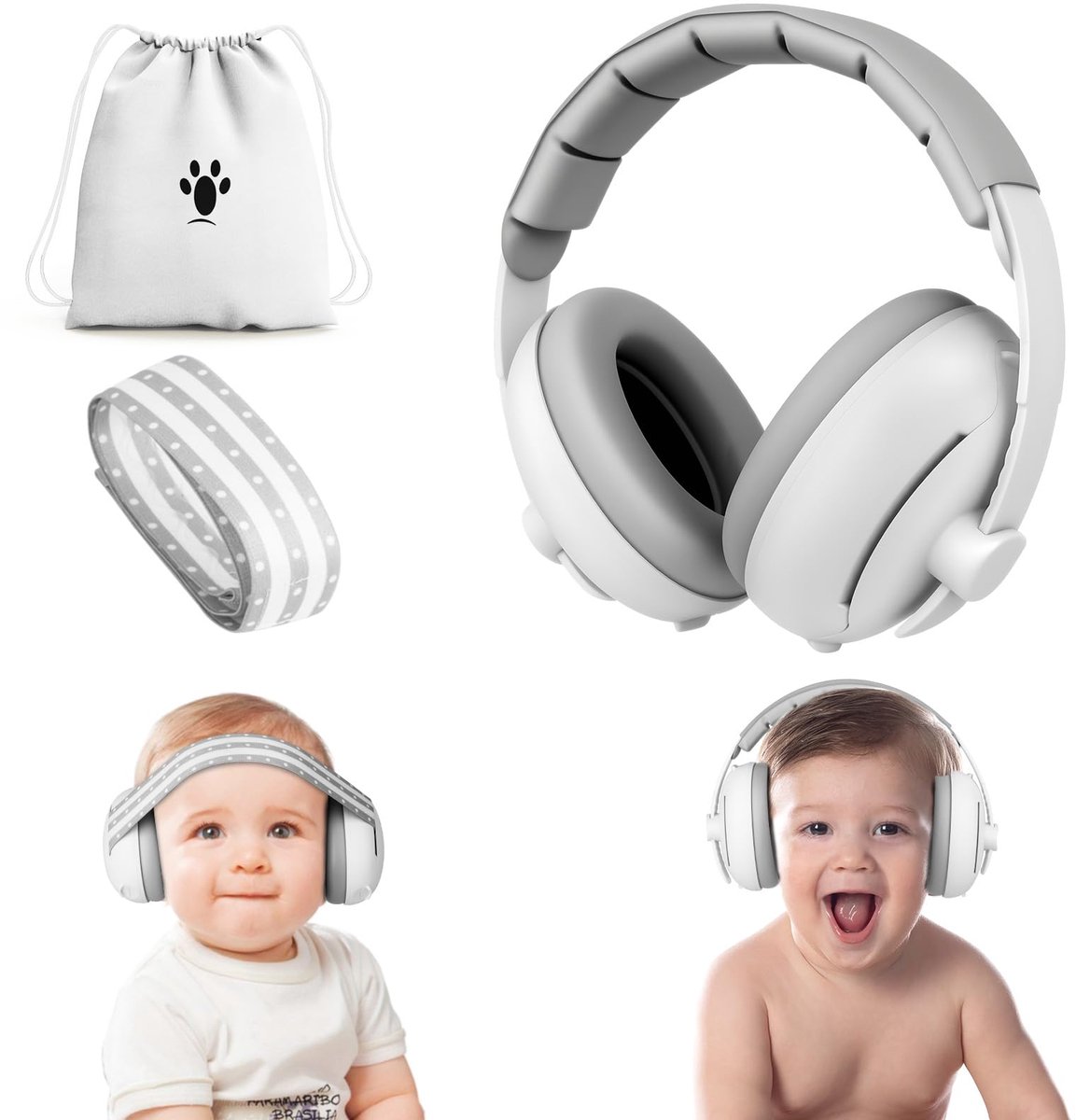 SnelShoppen - Geluiddempende Koptelefoon voor Baby's - 2-in-1 Gehoorbescherming - Ruisonderdrukkende Baby Koptelefoon - Comfortabel en Verstelbaar - G