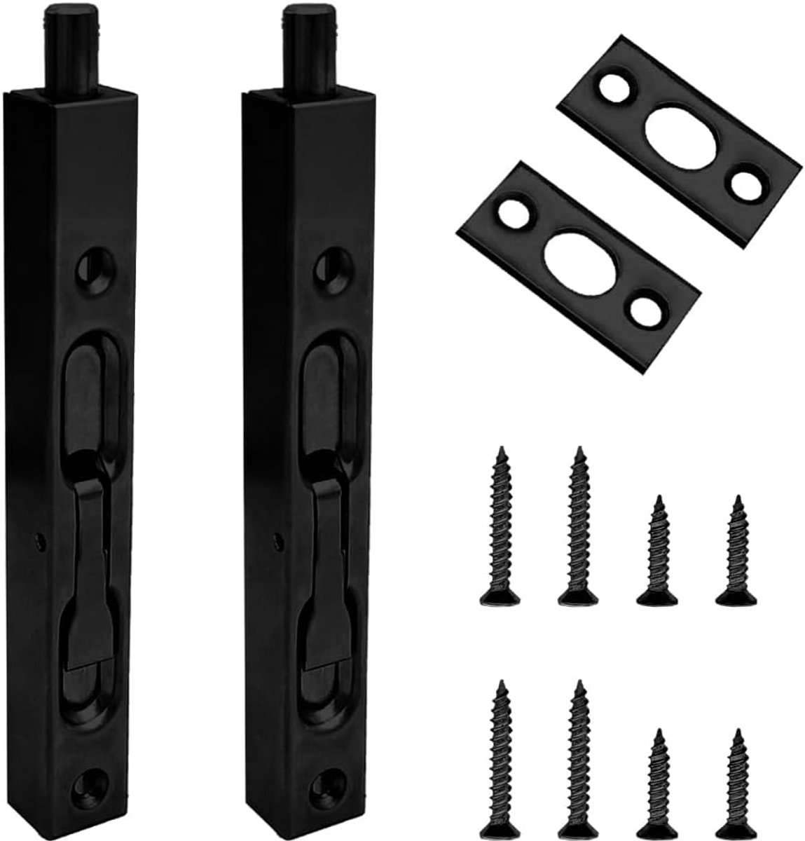 2 stuks 15 cm roestvrij verzonken bout grendelslot verborgen deur veiligheidsbouten verborgen schuifboutslot voor Franse deuren, composietdeuren, houten deuren, dubbele deuren (zwart)