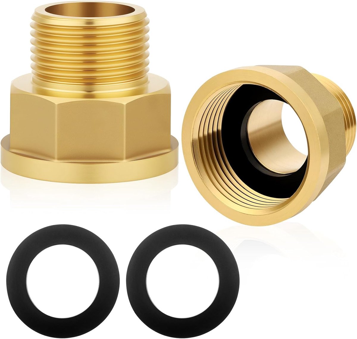 1 inch vrouwelijk naar 3/4 inch mannelijk BSP-draad messing hexbus reducerende aansluiting, 3/4 inch mannelijk naar 1 inch vrouwelijk reductieadapter voor gas, water, pijpverbindin