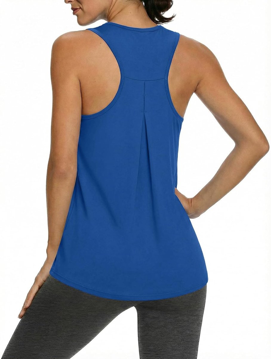 Sportshirt voor dames, mouwloos, ademend, fitness, yoga, gym, losse pasvorm, ronde hals