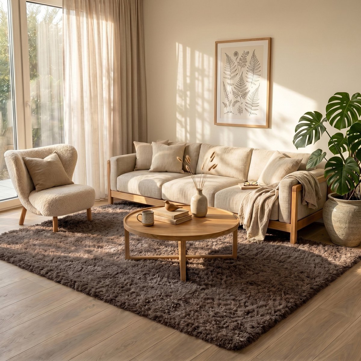 NATURL. Shaggy vloerkleed - Blaze Taupe - 120x170cm
