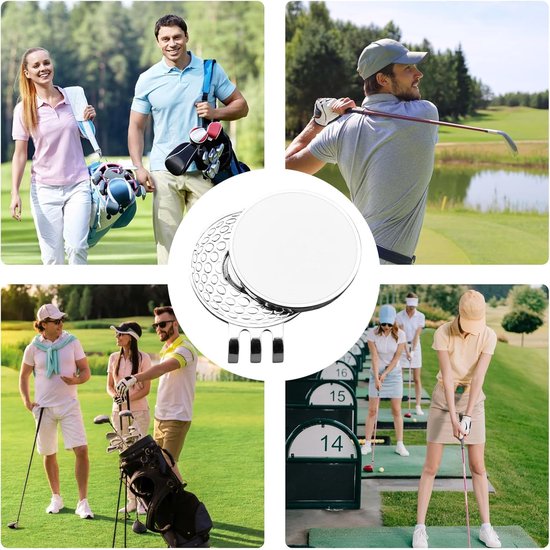Magneet Bal Marker - Golfbal Markering - Golfbaan Accessoire - Met Hoedclip - 3 x 2.5 cm - Wit — afbeelding 3