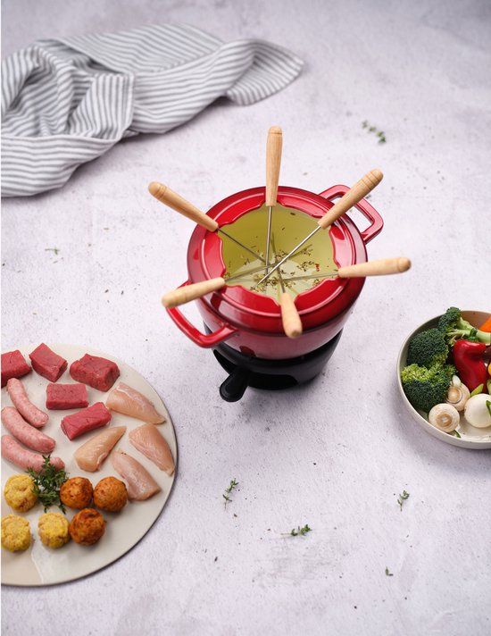 Cosy & Trendy Fondueset Fontestic Traditional Red 1,7 liter Ø 18 cm Gietijzer - Geschikt voor 6 Personen van Cosy&Trendy — afbeelding 2