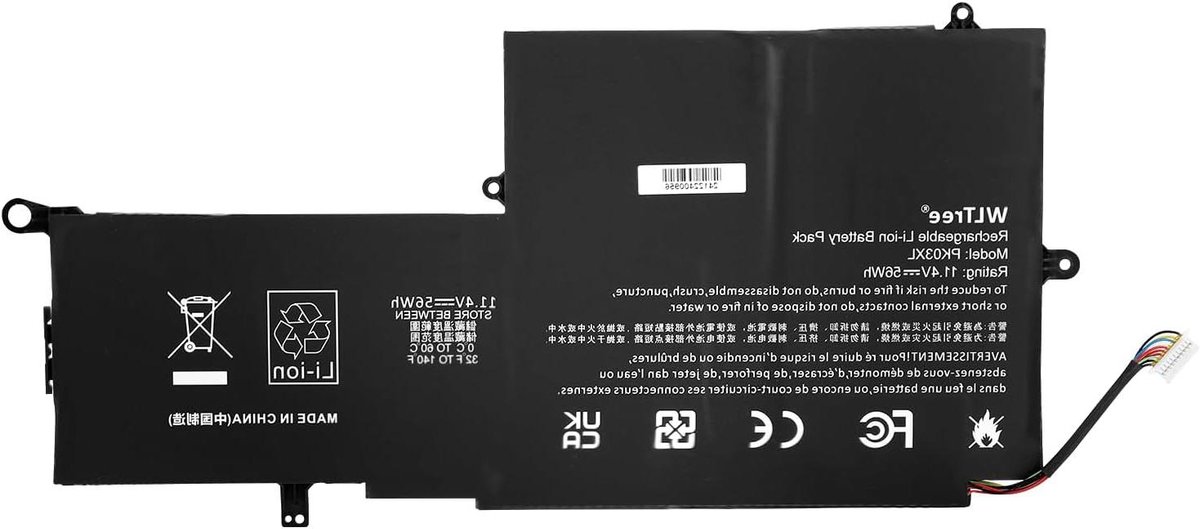 Laptop Accu - Vervangende Batterij - Laptop Gebruik - 56Wh Capaciteit - 6 Cellen - Zwart