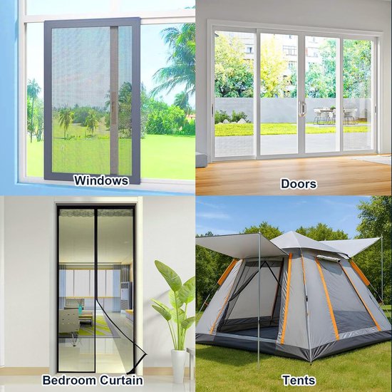 Reparatieset Vliegenhor - Hor reparatie tape - Insecten buiten houden - Zelfklevend glasvezel - 6 stuks 18x13 cm - Grijs — afbeelding 3