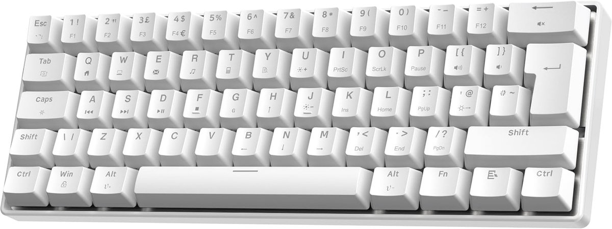 SnelShoppen - Magic-Refiner MK37 60% Bedrade RGB Mechanische Gaming Toetsenbord UK QWERTY, Hall Effect Schakelaar, 8000Hz Polling Rate, Wit