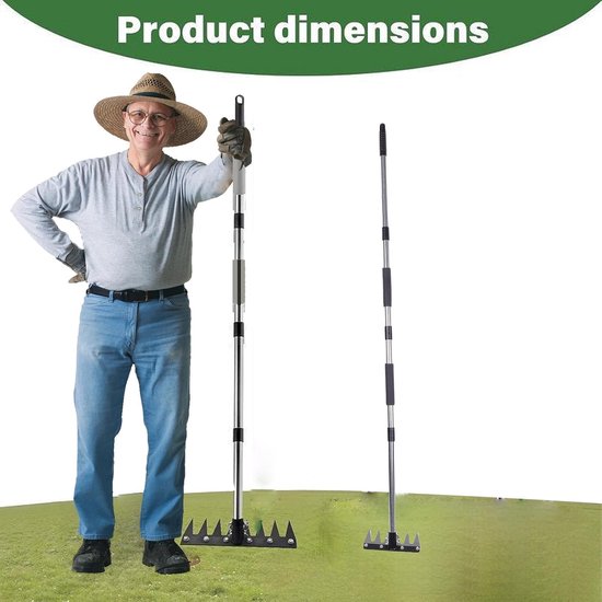 Onkruidtrekker - Gazonhark - Gazononderhoud - Verstelbare lengte - Tot 157 cm - Zwart — afbeelding 5