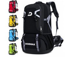 SnelShoppen - Trekking- en Wandelen Rugzak 60 Liter, Waterdicht, Zwarte Grande Rugzak met Meerdere Vakken voor Bergen, Jakobweg en Camping, Sportief e